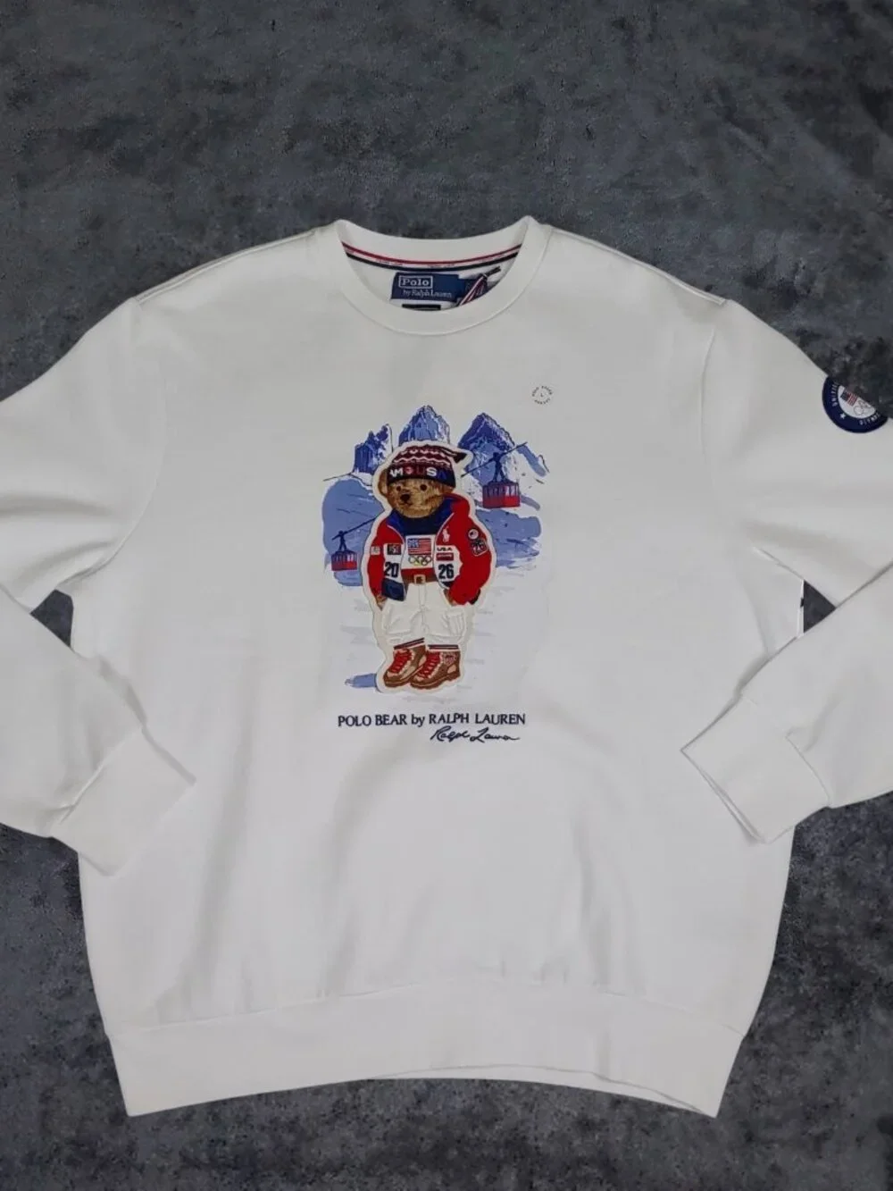 Polo Ralph Lauren Team USA 2026 Olympic Village Bear Sweatshirt L White NWT